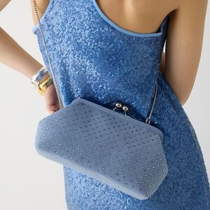 J. Crew Portofino Canvas Clutch with Crystals